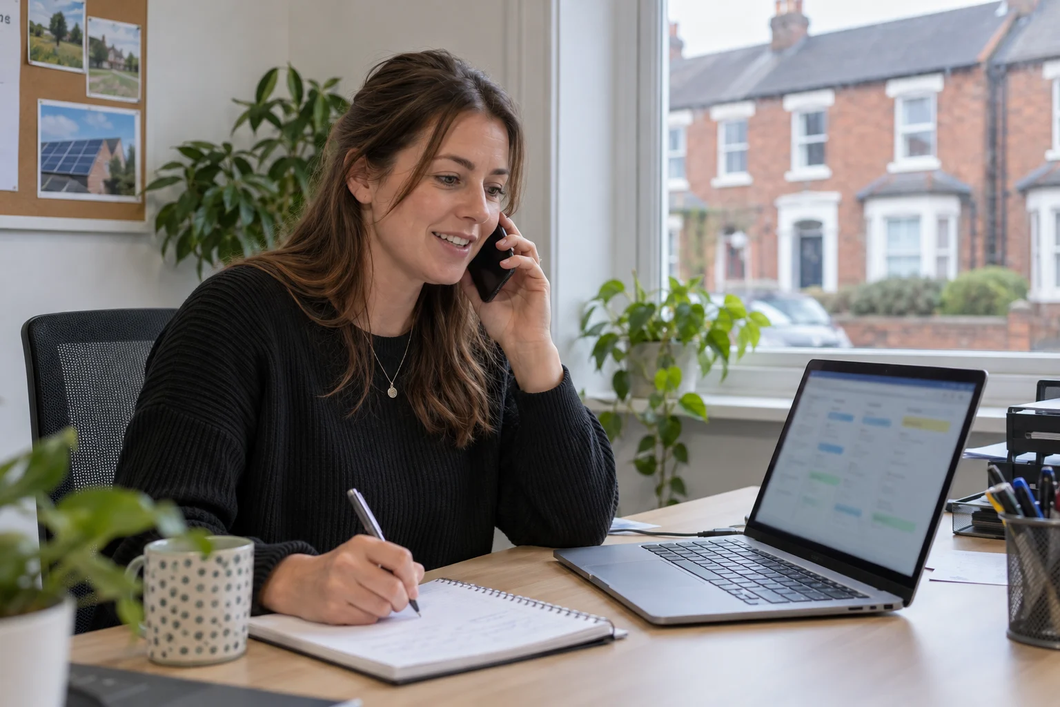 Sales coordinator handling a solar customer enquiry